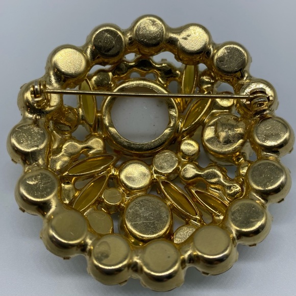 VINTAGE JULIANA DELIZZA ELSTER D&E ORANGE GREEN EASTER EGG RHINESTONES BROOCH - Picture 6 of 7